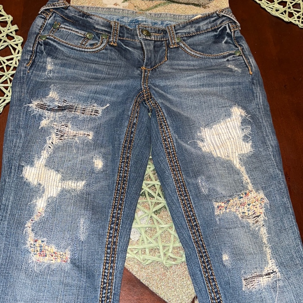Stitch's Seminole Distressed Denim Rough Bottom Edge Women’s Jeans sz 25 EUC